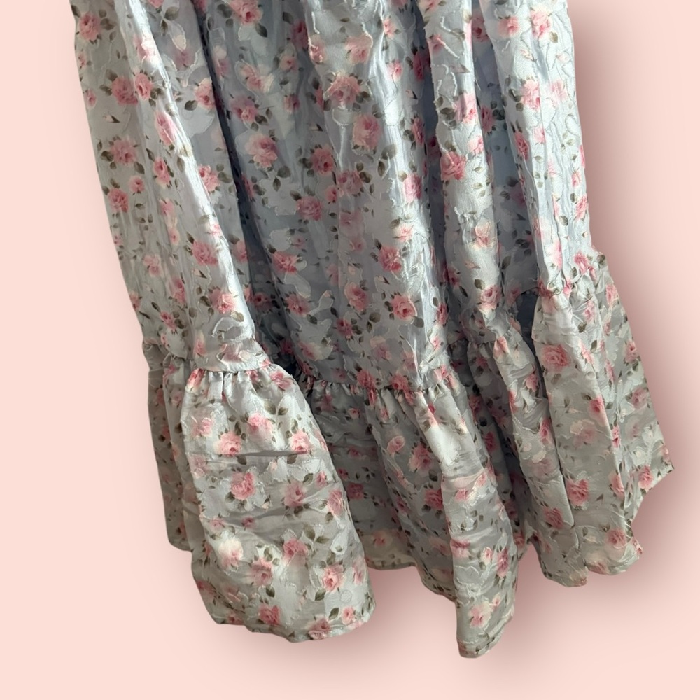 Altar'd State Powder Blue Midi Dress with Pink Floral Print - Picture 4 of 8